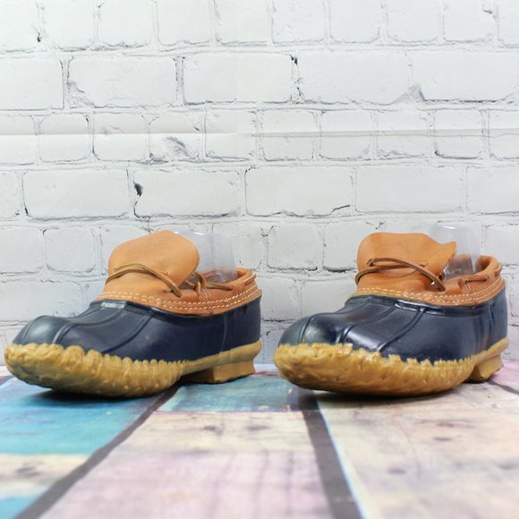 LL Bean Unlined Brown Leather Low Rubber Ankle Duck Boots Size 8 - Picture 2 of 9